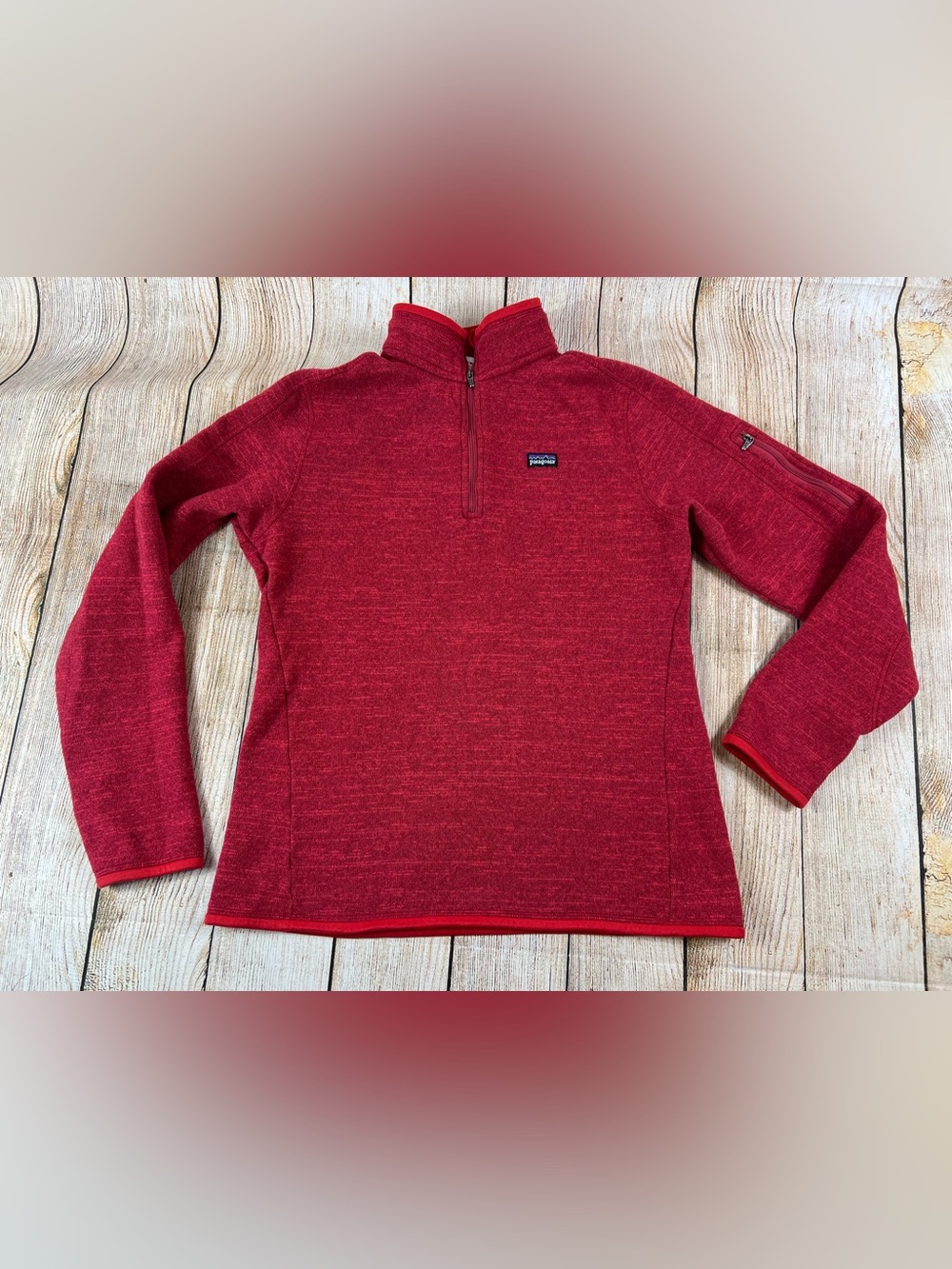 Women’s Patagonia Better Sweater Red Fleece 1/4 Zip Pullover Size Large